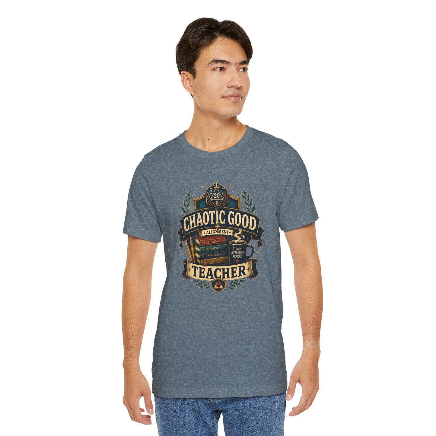 Chaotic Good Teacher T-Shirt – RPG Teacher Graphic Tee