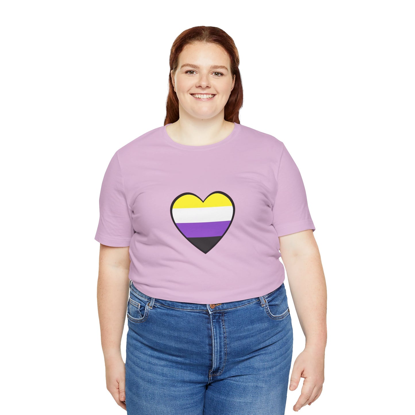 Nonbinary Pride Flag Heart T-Shirt – Unisex LGBTQ+ Graphic Tee