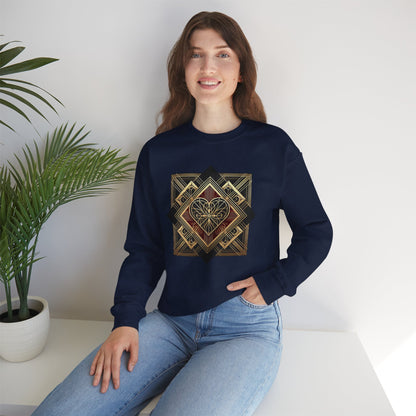 Art Deco Heart Sweatshirt – Romantic Valentine's Day Pullover