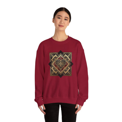 Art Deco Heart Sweatshirt – Romantic Valentine's Day Pullover