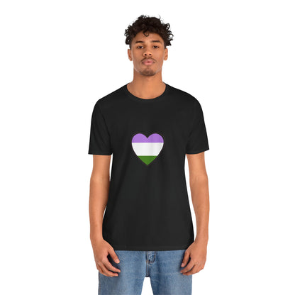 Genderqueer Flag Heart T-Shirt – Unisex LGBTQ+ Graphic Tee