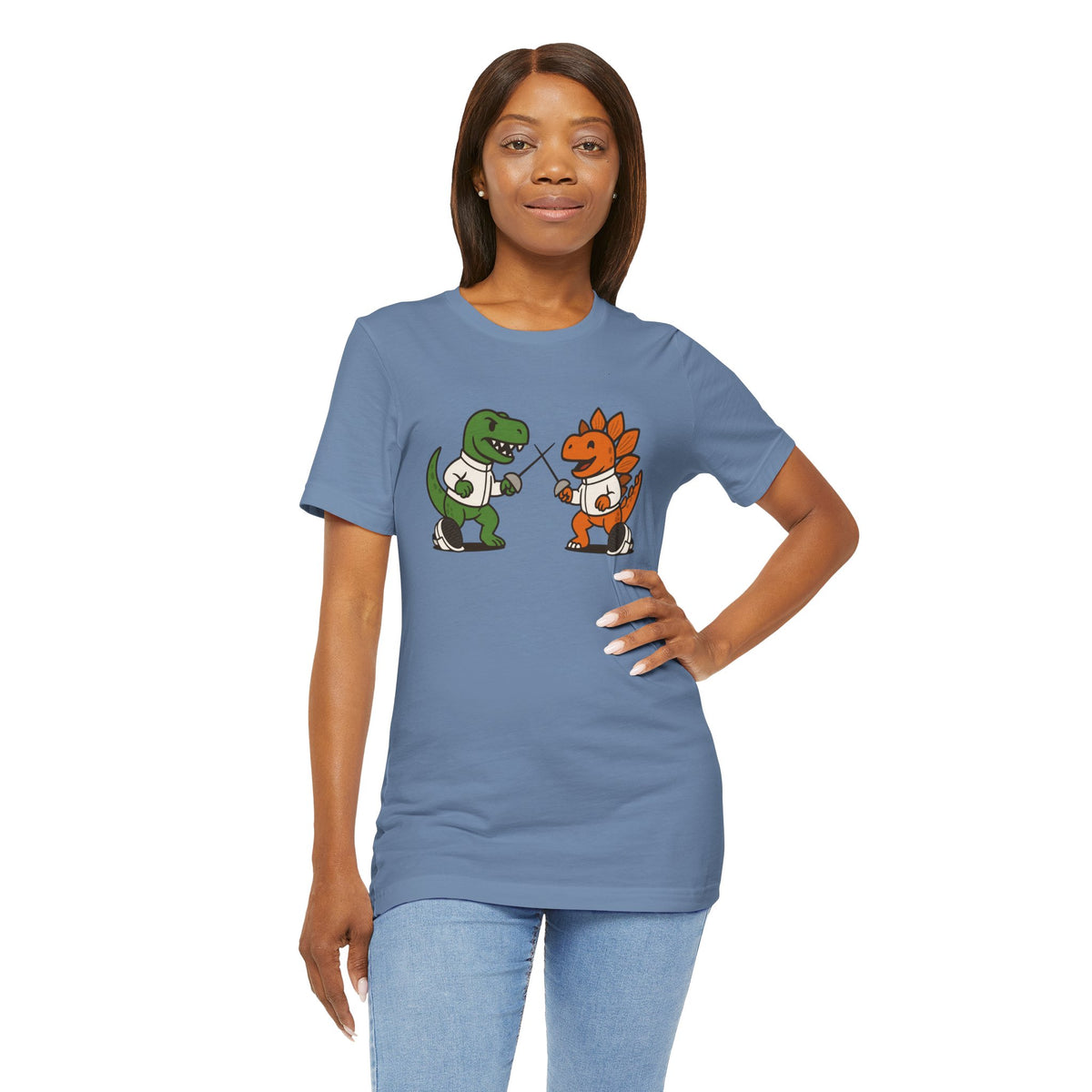 Dinosaur Fencing T-Shirt – T-Rex vs Stegosaurus Tee