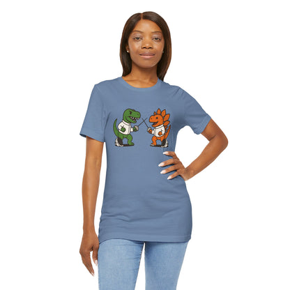 Dinosaur Fencing T-Shirt – T-Rex vs Stegosaurus Tee