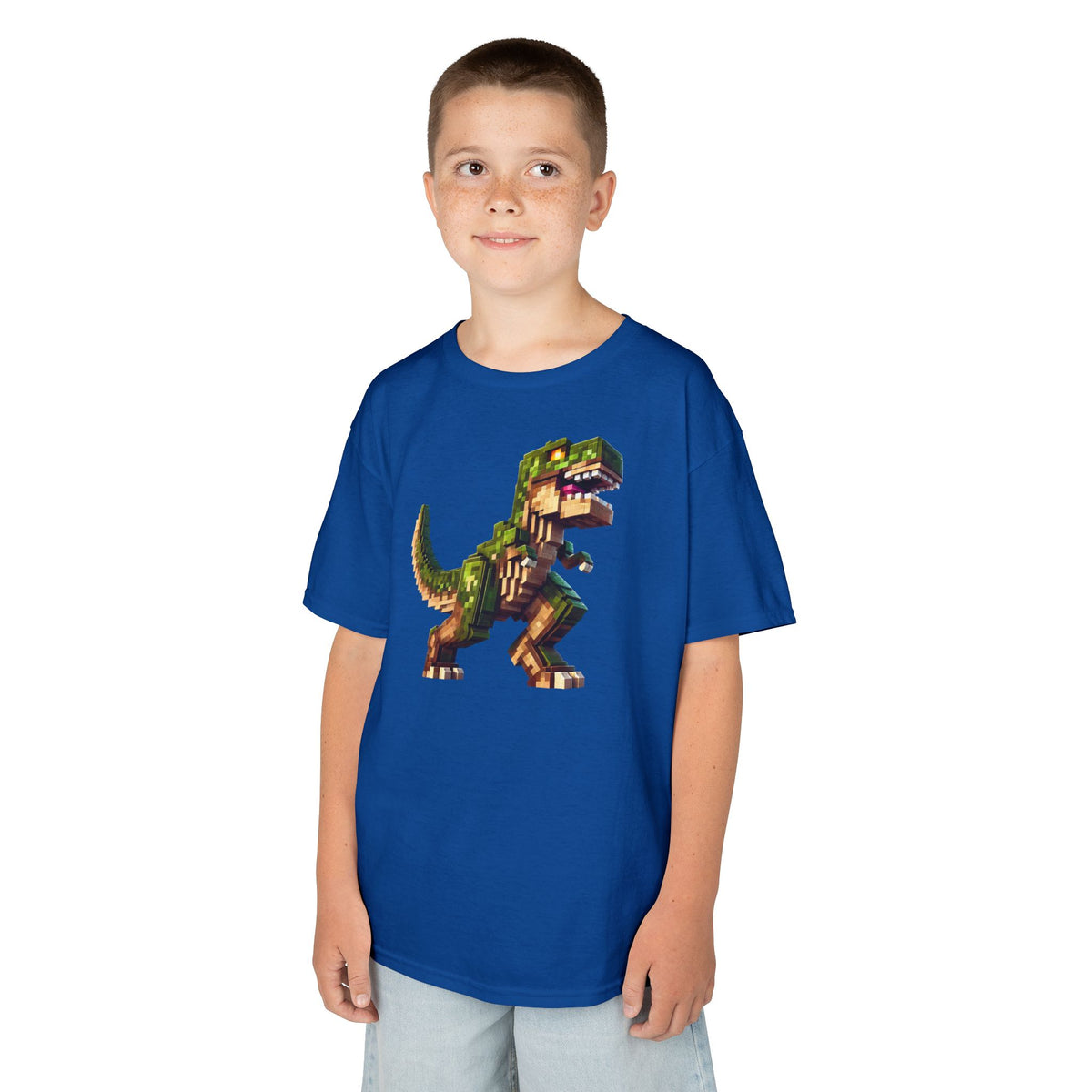 Pixel Dinosaur Kids T-Shirt – Retro Pixel T-Rex Gamer Tee