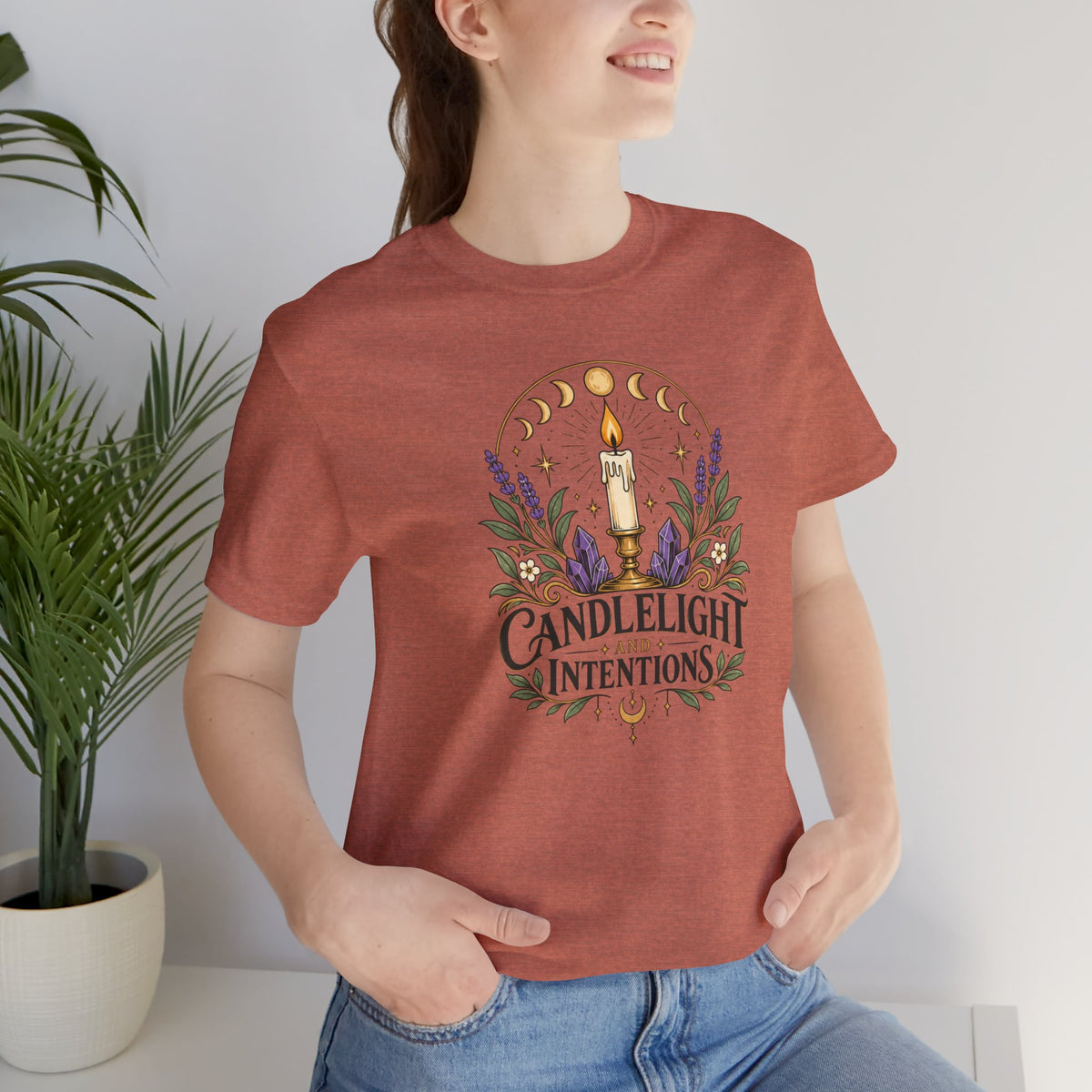Candlelight and Intentions T-Shirt – Witchy Celestial Tee