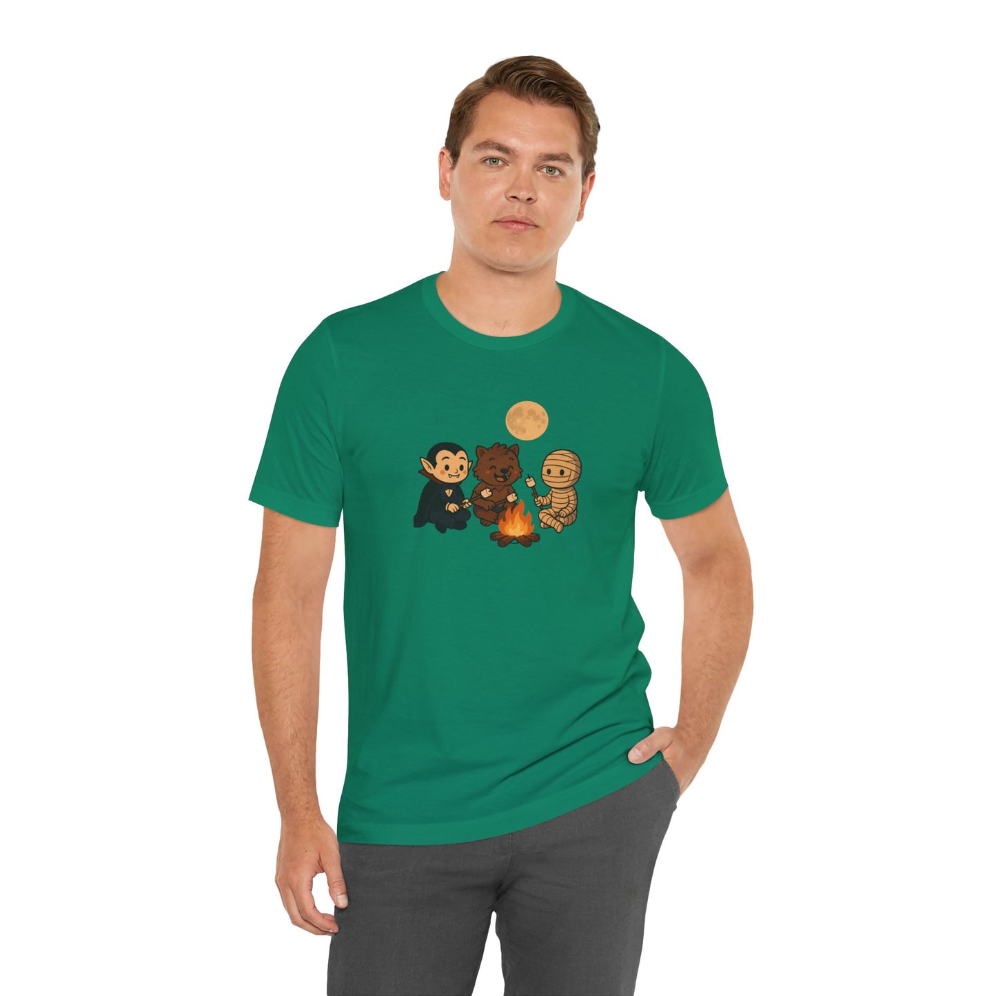 Halloween Monsters Campfire T-Shirt – Cute Monster Shirt with Roasting Marshmallows