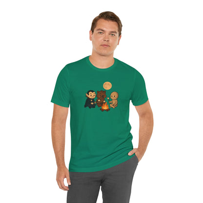 Halloween Monsters Campfire T-Shirt – Cute Monster Shirt with Roasting Marshmallows