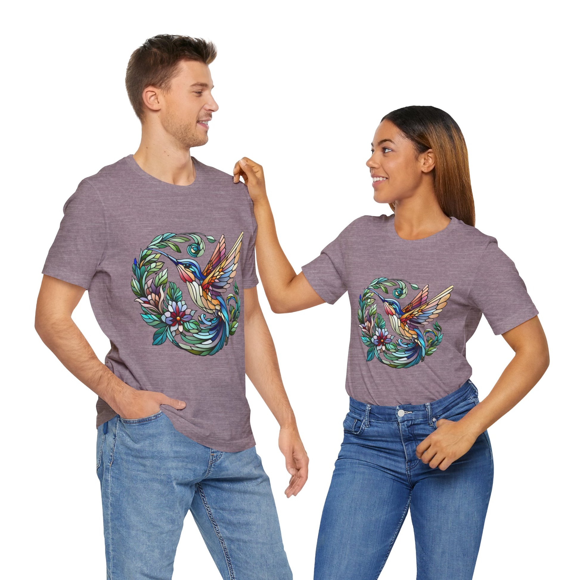 Stained Glass Hummingbird Tee – Vibrant Nature Shirt - WhimSpin - https://whimspin.com