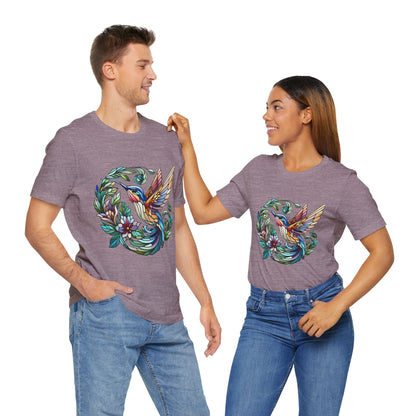 Stained Glass Hummingbird Tee – Vibrant Nature Shirt - WhimSpin - https://whimspin.com