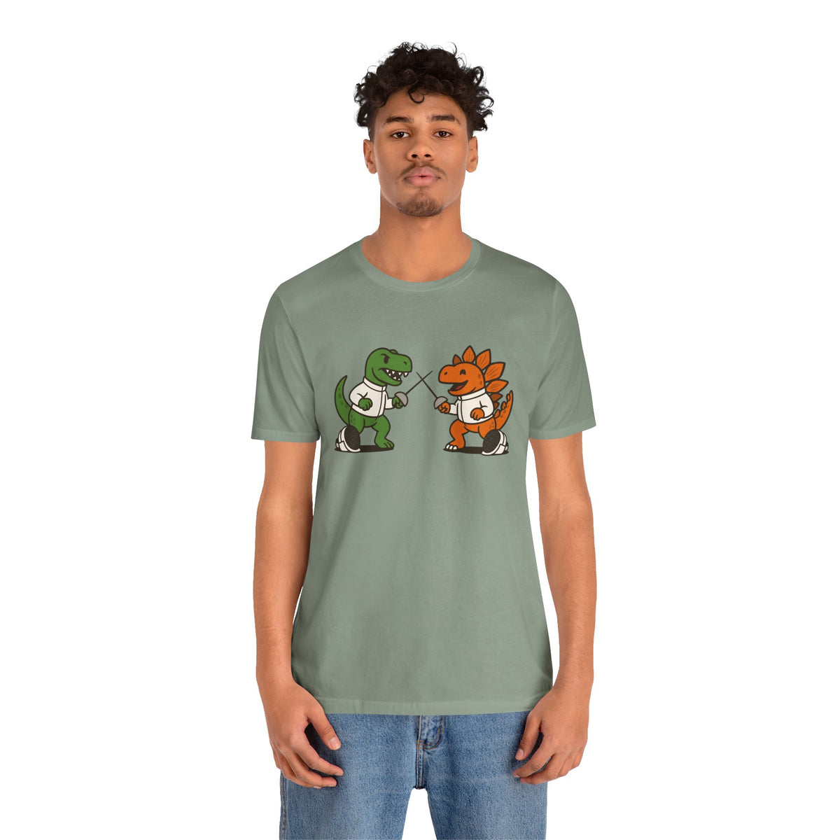 Dinosaur Fencing T-Shirt – T-Rex vs Stegosaurus Tee