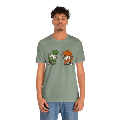 Dinosaur Fencing T-Shirt – T-Rex vs Stegosaurus Tee