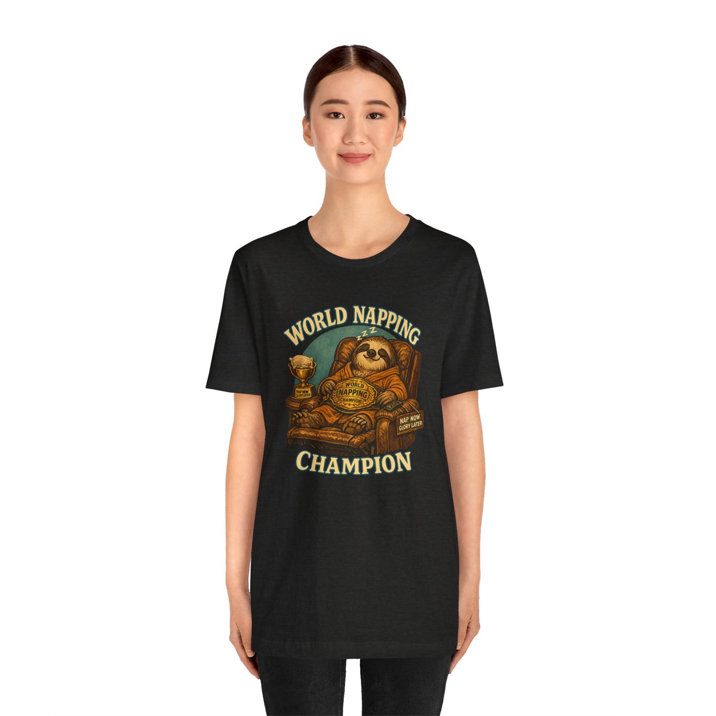 World Napping Champion T-Shirt – Funny Sloth Nap Tee