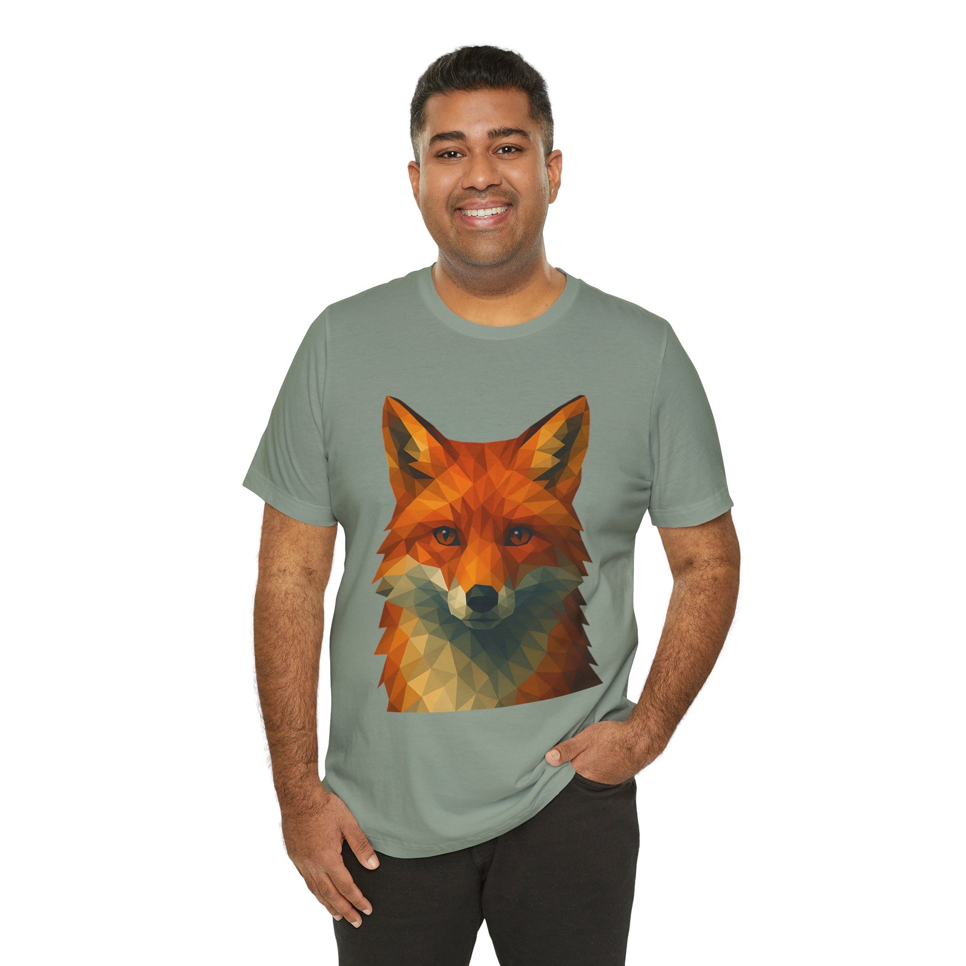 Geometric Fox T-Shirt – Polygon Animal Tee with Nature Vibes - WhimSpin - https://whimspin.com