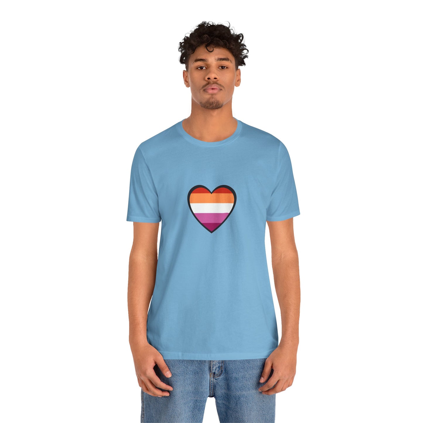 Lesbian Flag Heart T-Shirt – Bold LGBTQ+ Graphic Tee