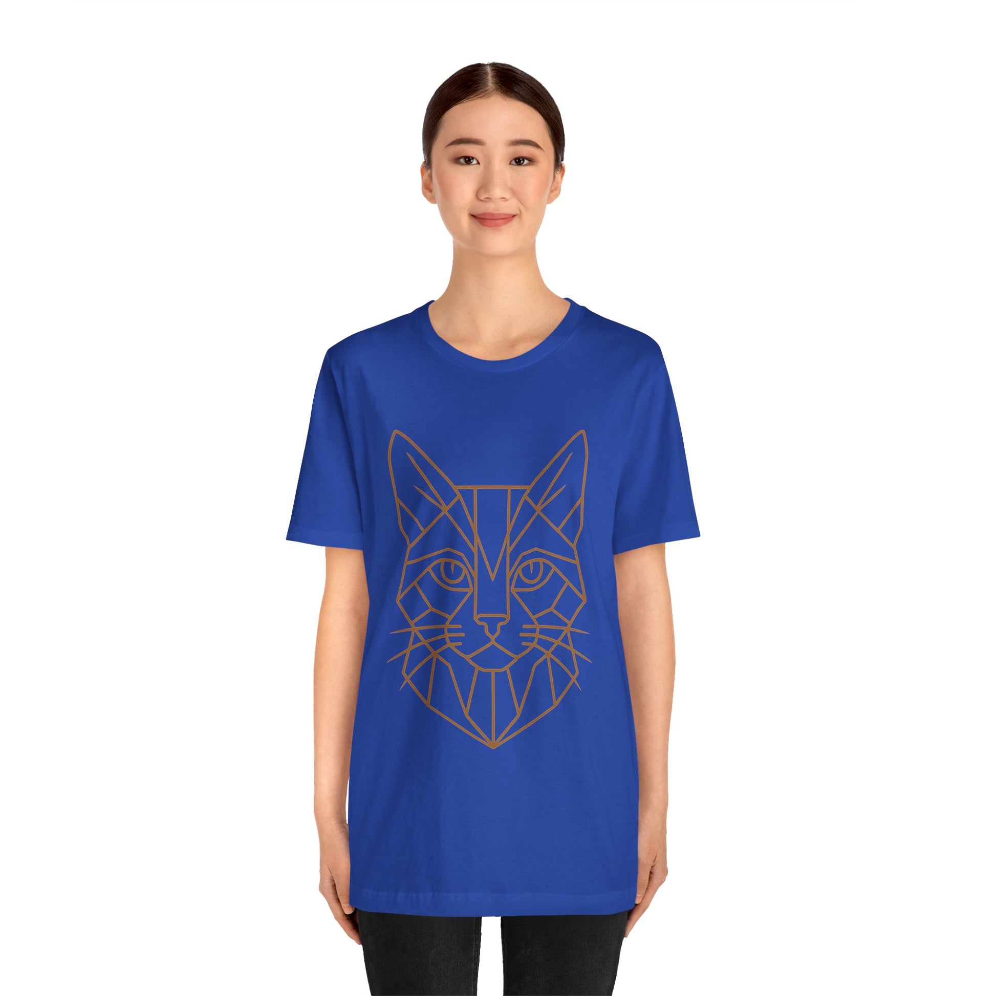 Geometric Cat T-Shirt – Minimalist Line Art Tee - WhimSpin - https://whimspin.com
