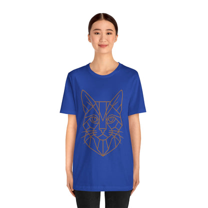 Geometric Cat T-Shirt – Minimalist Line Art Tee - WhimSpin - https://whimspin.com