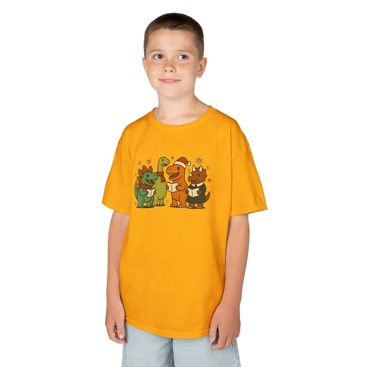 Dinosaur Carolers Kids’ T-Shirt – Cute Singing Dino Christmas Tee