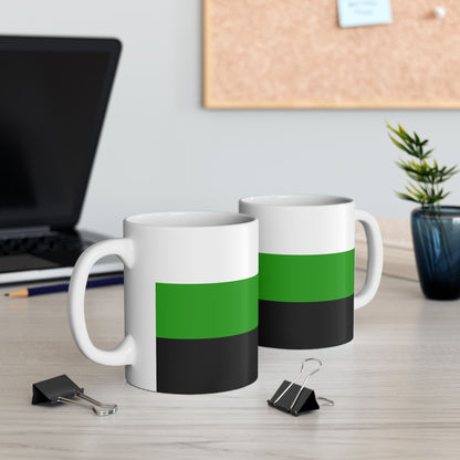 Neutrois Pride Flag Cup – White, Green & Black LGBTQ+ Ceramic Mug