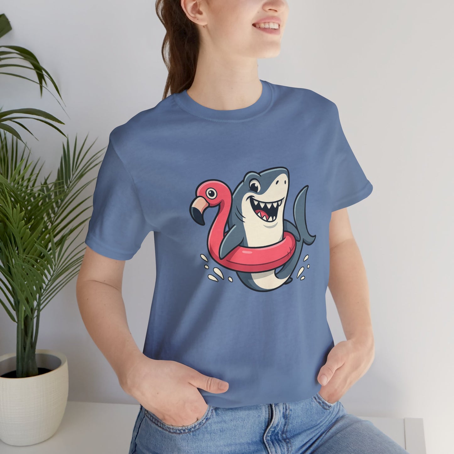 Shark & Flamingo Floatie T-Shirt – Funny Beach & Pool Day Tee