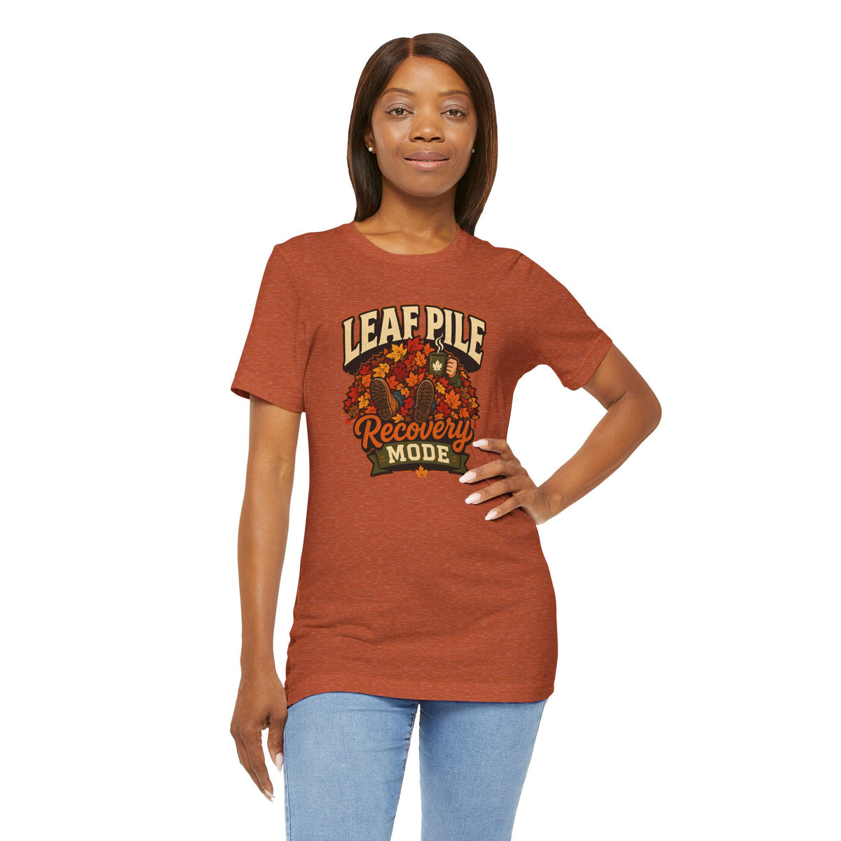 Leaf Pile Recovery Mode T-Shirt – Funny Fall Leaves Tee