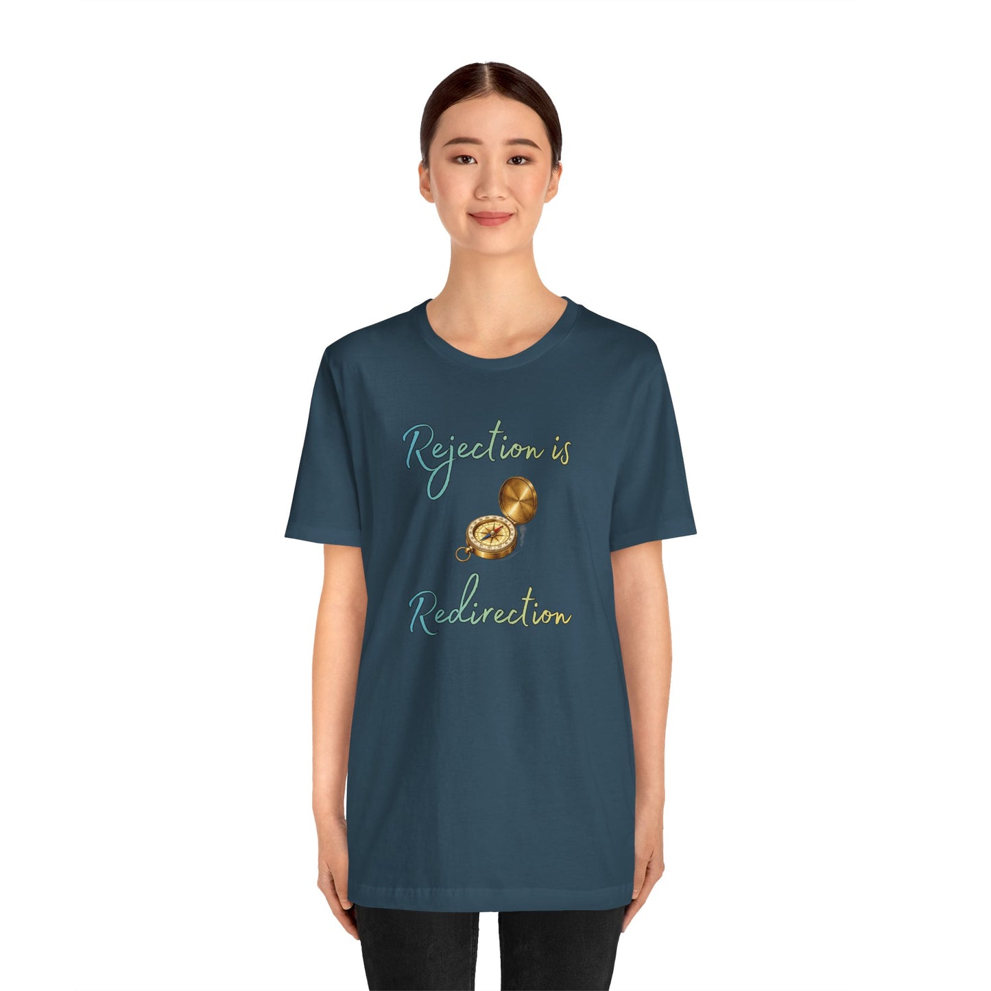 Rejection Is Redirection T-Shirt – Motivational Compass Quote Tee