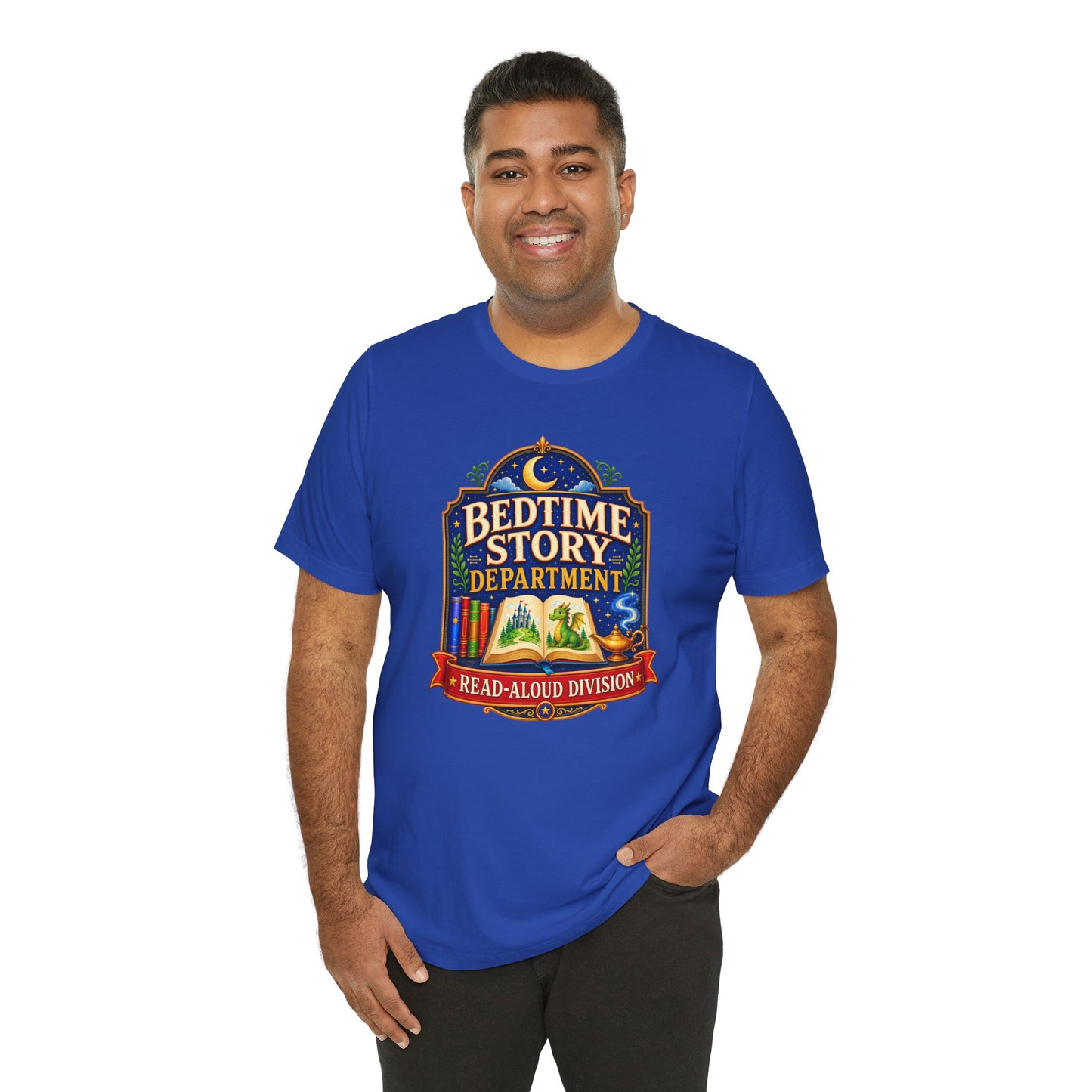 Bedtime Story Department T-Shirt – Read-Aloud Parent Tee