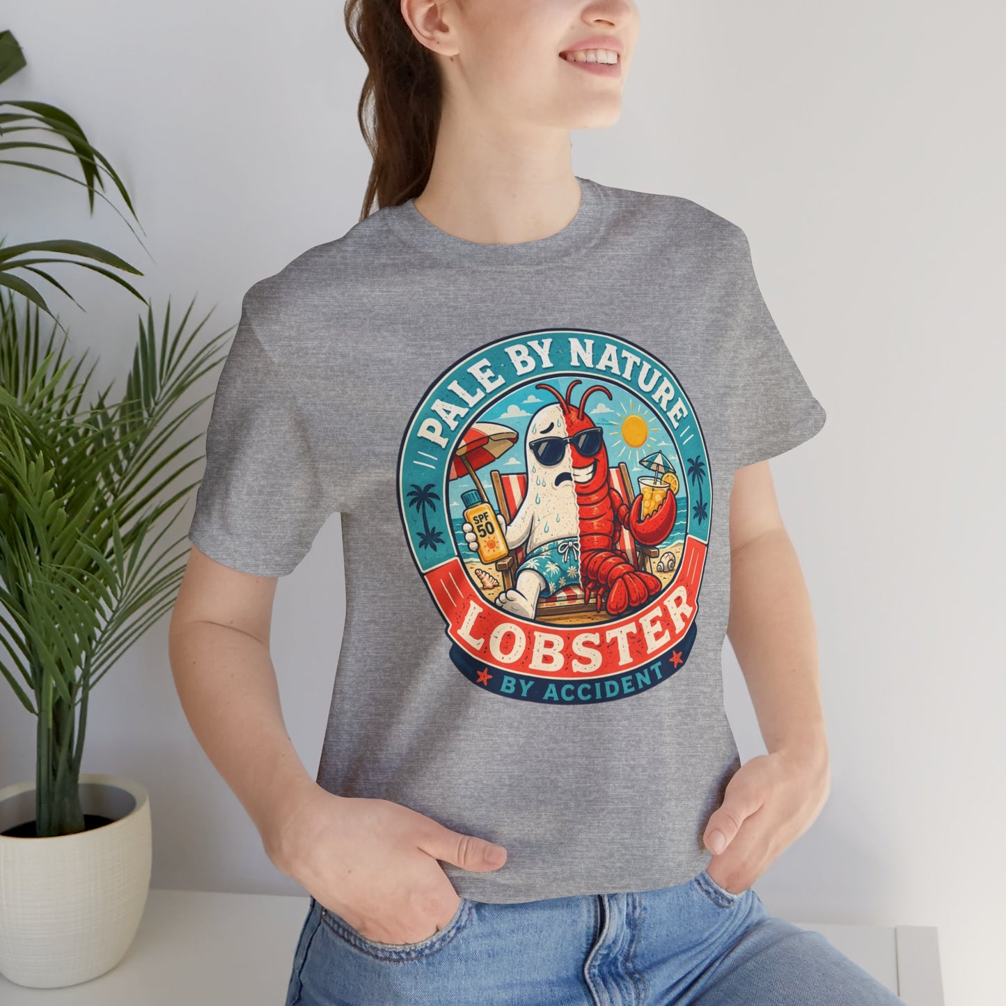 Pale by Nature Lobster by Accident T-Shirt – Funny Sunburn Summer Graphic Tee