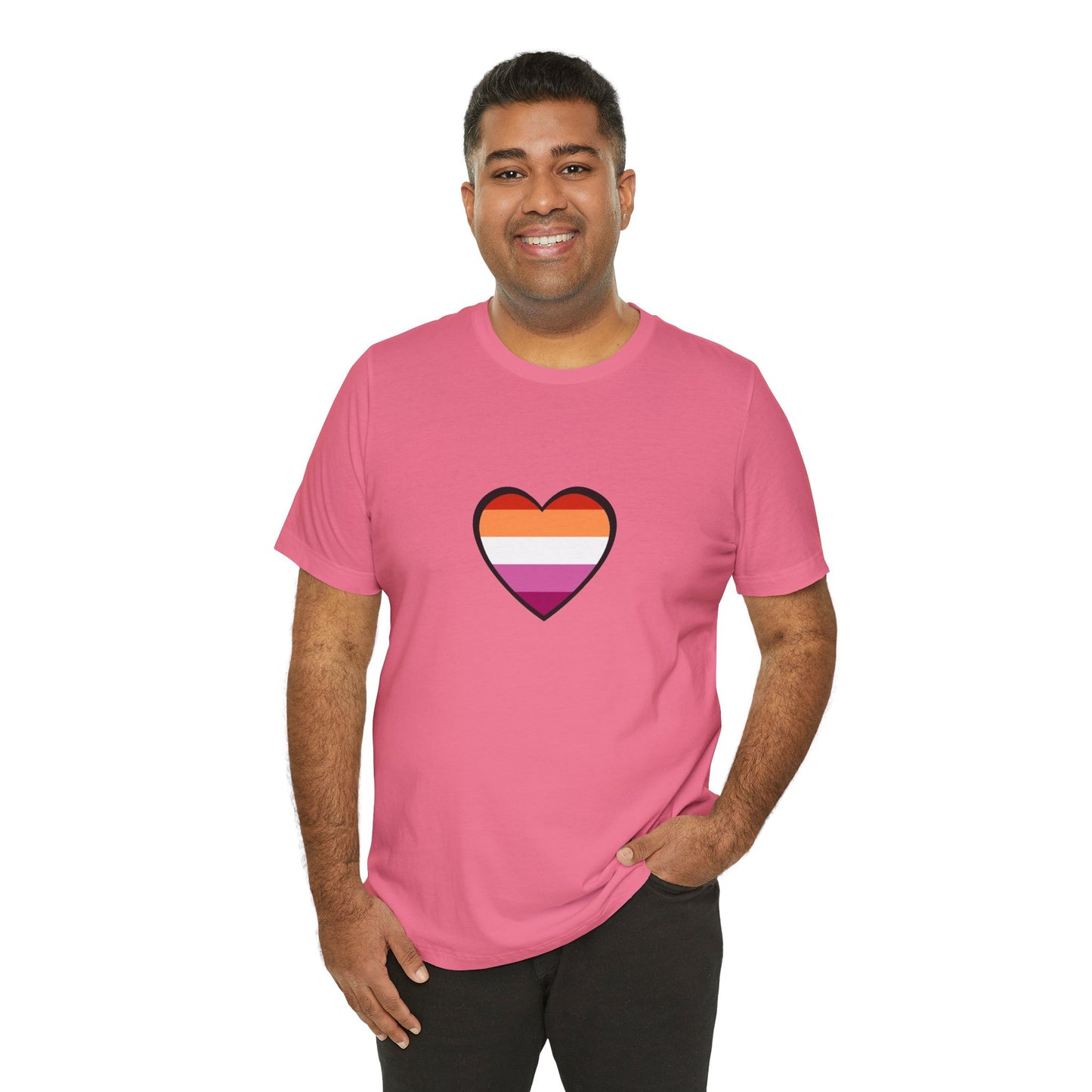 Lesbian Flag Heart T-Shirt – Bold LGBTQ+ Graphic Tee