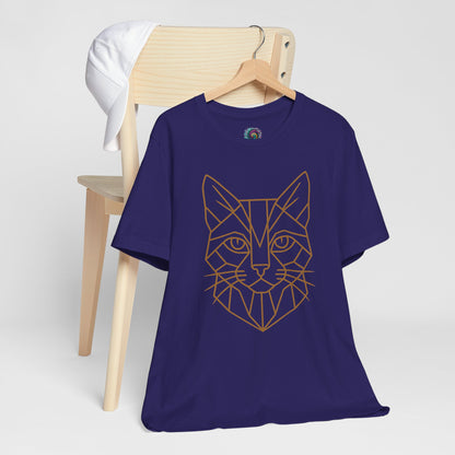 Geometric Cat T-Shirt – Minimalist Line Art Tee