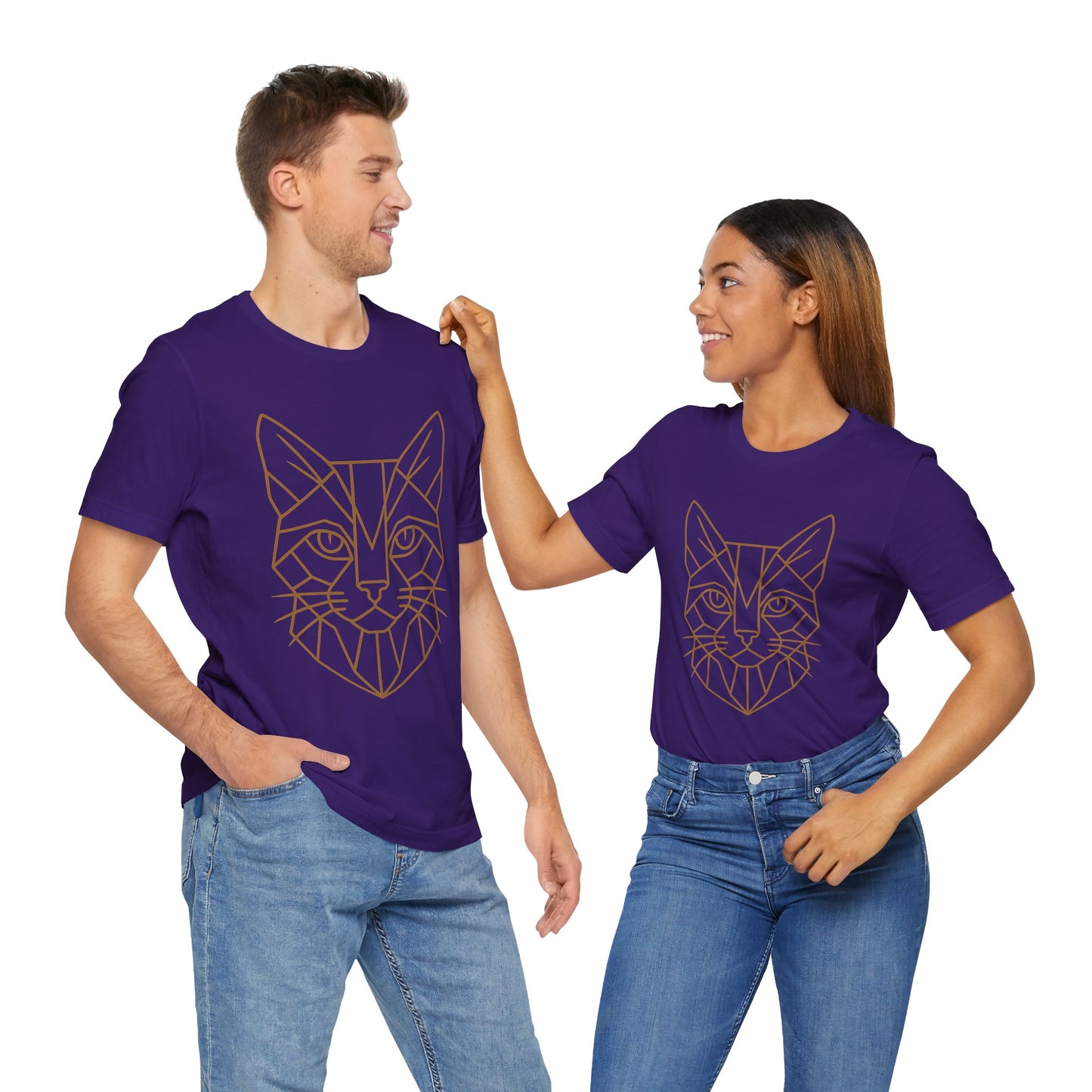 Geometric Cat T-Shirt – Minimalist Line Art Tee - WhimSpin - https://whimspin.com