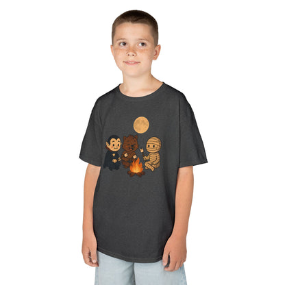 Kids Halloween Monsters Campfire T-Shirt – Cute Spooky Tee