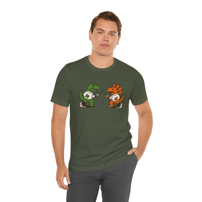 Dinosaur Fencing T-Shirt – T-Rex vs Stegosaurus Tee