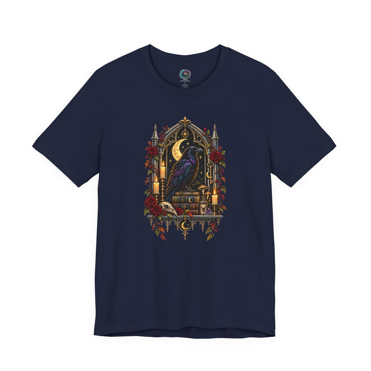 Raven’s Reliquary Tee – Gothic Moonlit Raven T-shirt