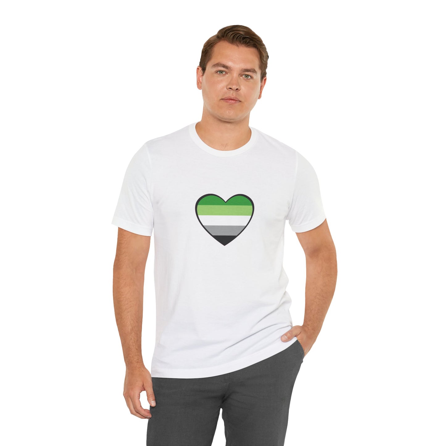 Aromantic Pride Heart T-Shirt – Minimalist Aro Flag LGBTQIA+ Tee