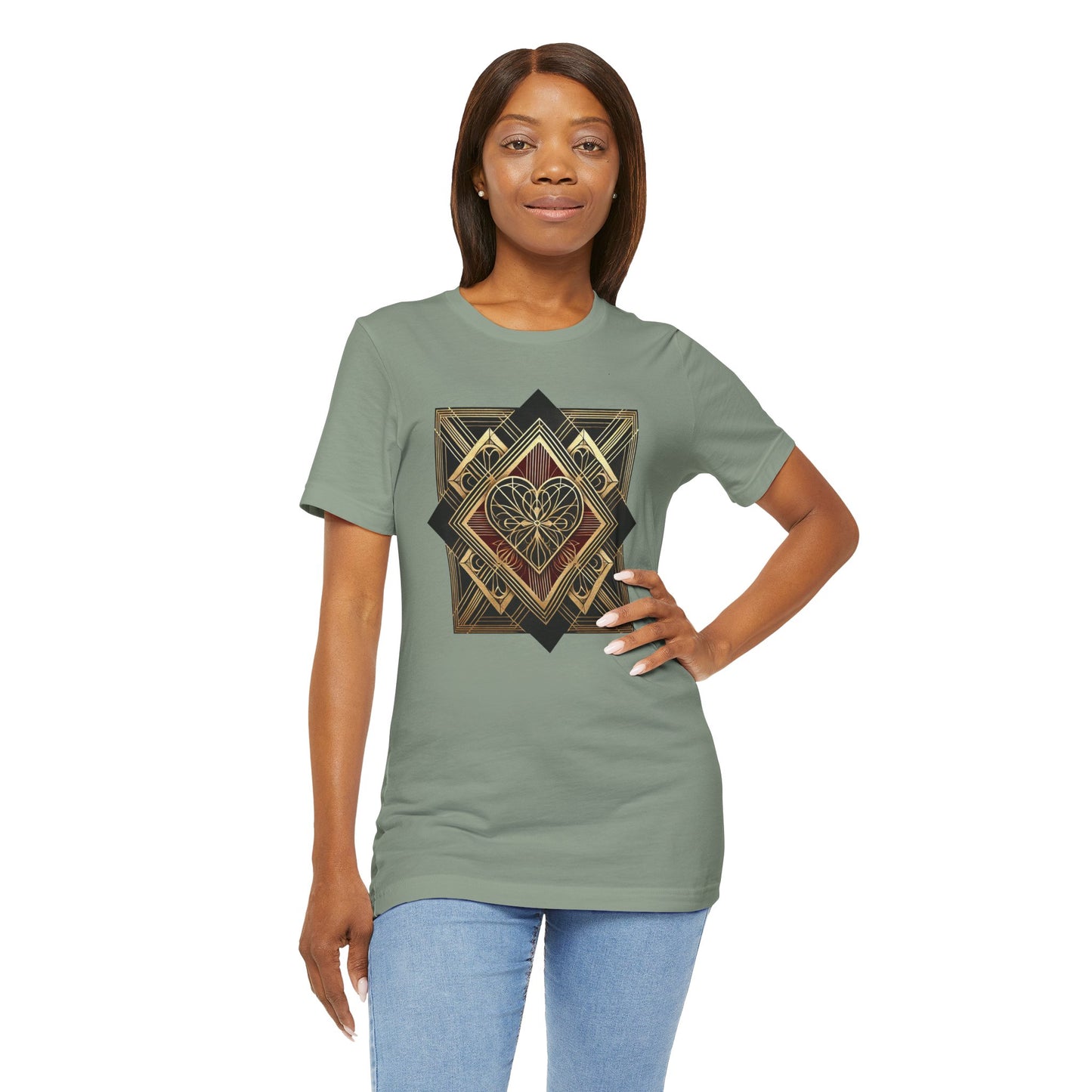 Art Deco Heart T-Shirt – Romantic Valentine's Day Graphic Tee