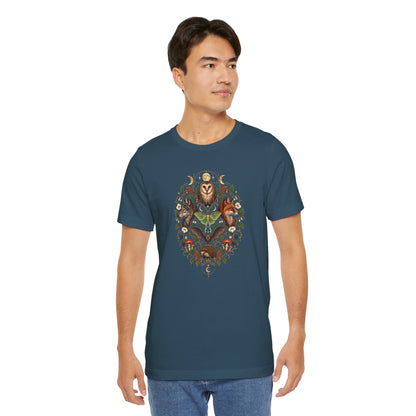 Nocturnal Woodland Animals T-Shirt – Moonlit Nature Tee