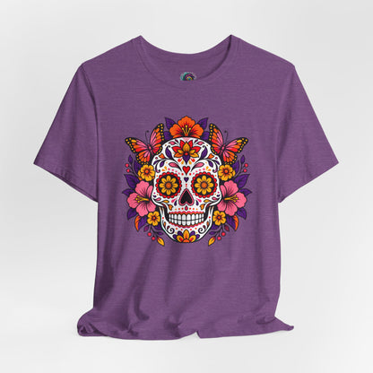 Floral Sugar Skull T-Shirt – Colorful Día de los Muertos Inspired Tee