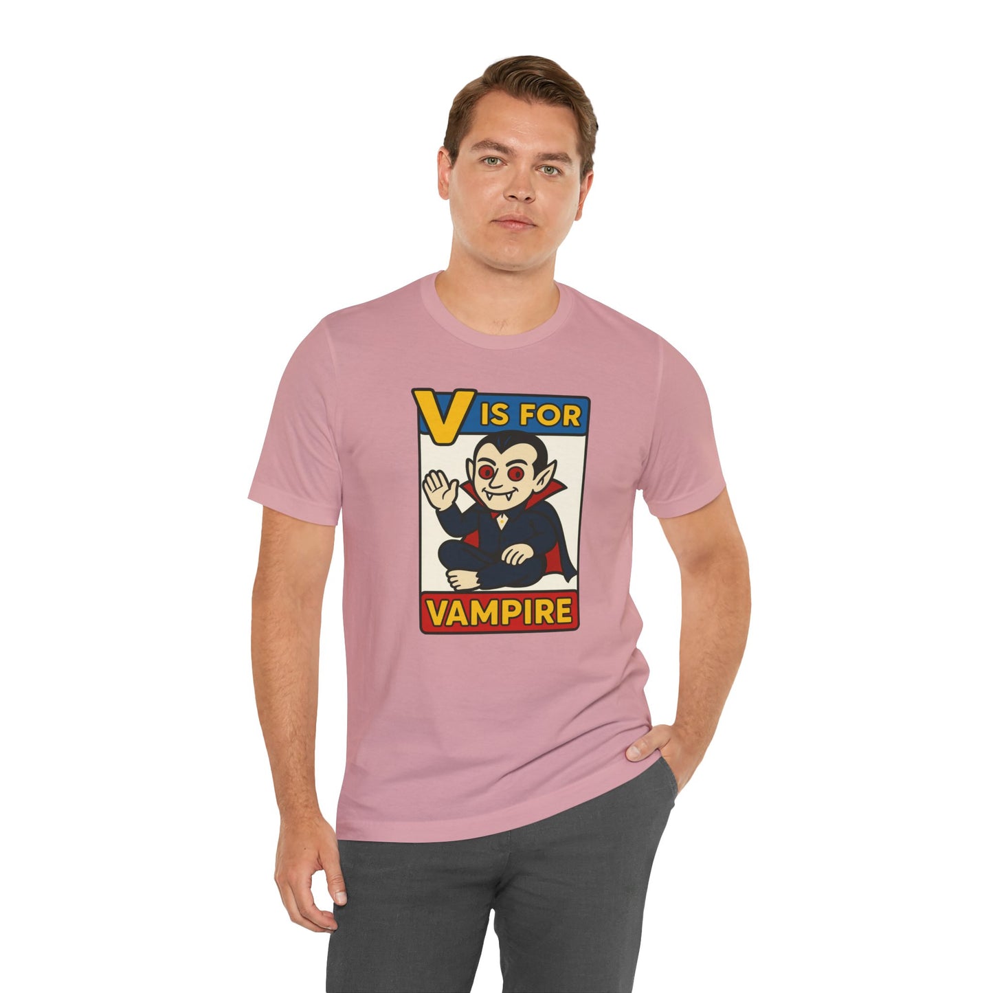 V is for Vampire T-Shirt – Funny Halloween Legend Alphabet Tee
