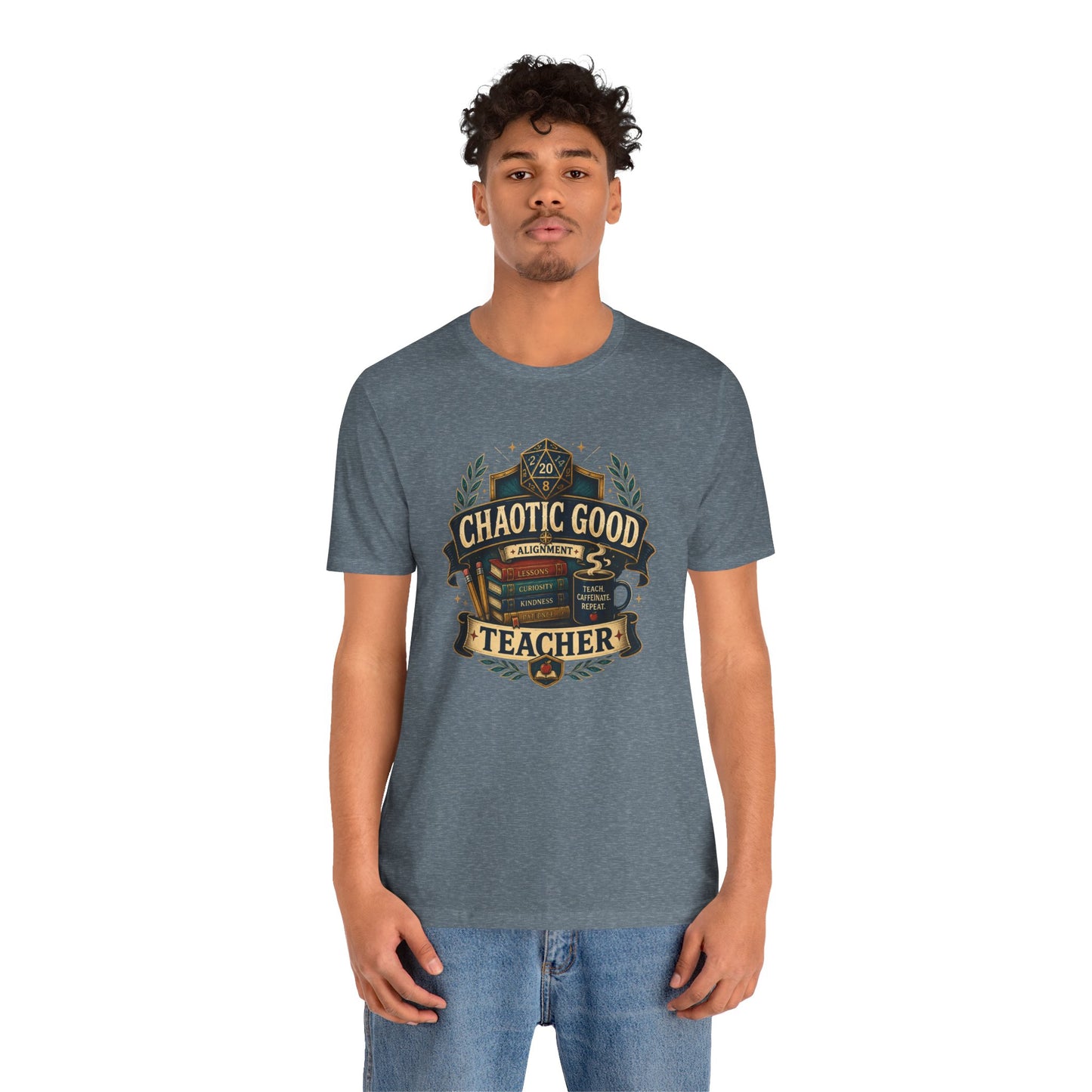 Chaotic Good Teacher T-Shirt – RPG Teacher Graphic Tee
