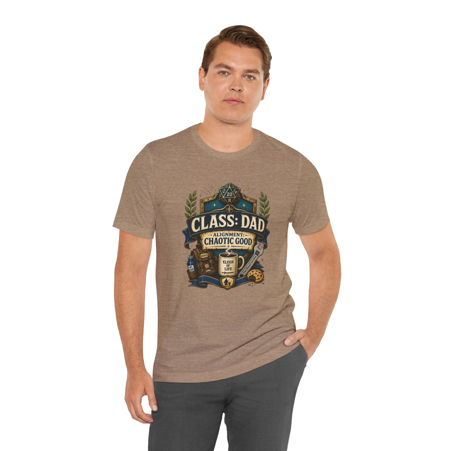 Chaotic Good Dad T-Shirt – RPG Gamer Dad Graphic Tee