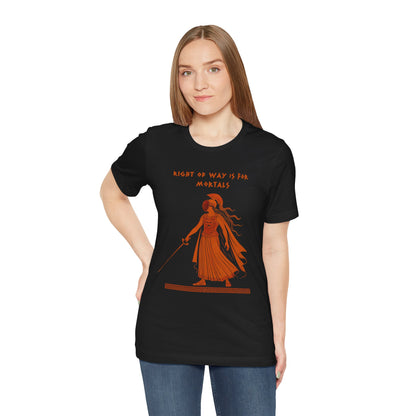 Right of Way Is for Mortals T-Shirt – Athena Fencing Tee for Myth & Sport Fans - WhimSpin - https://whimspin.com