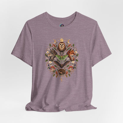 Nocturnal Woodland Animals T-Shirt – Moonlit Nature Tee