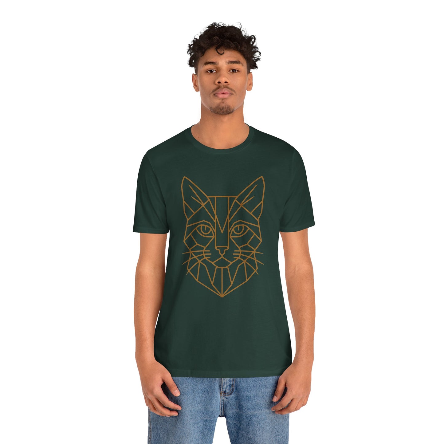 Geometric Cat T-Shirt – Minimalist Line Art Tee