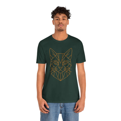 Geometric Cat T-Shirt – Minimalist Line Art Tee