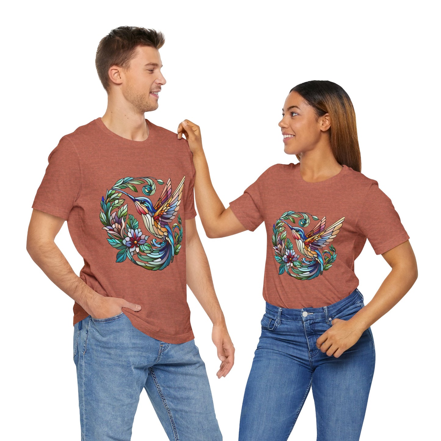 Stained Glass Hummingbird Tee – Vibrant Nature Shirt - WhimSpin - https://whimspin.com