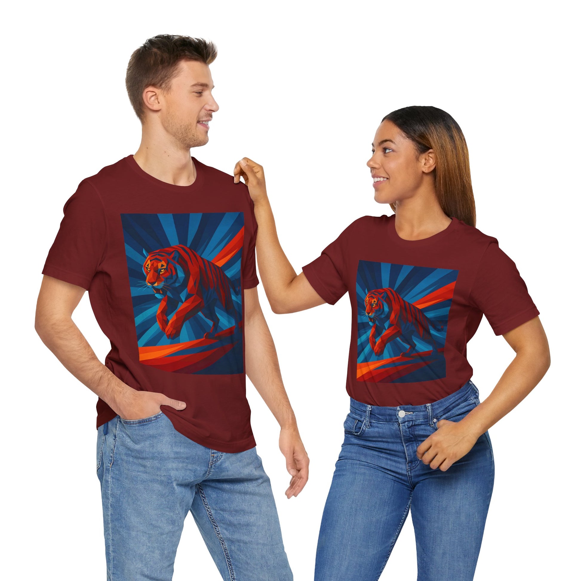 Geometric Tiger T-Shirt – Bold Jungle Animal Tee in Abstract Style - WhimSpin - https://whimspin.com