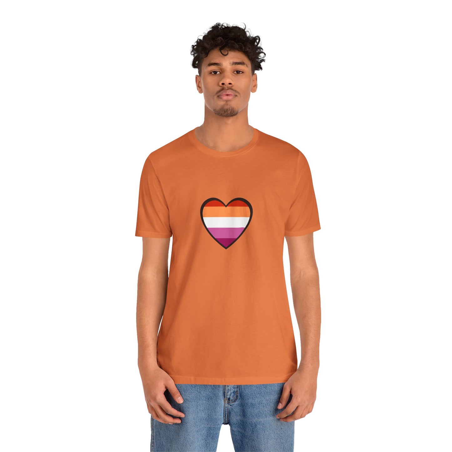 Lesbian Flag Heart T-Shirt – Bold LGBTQ+ Graphic Tee