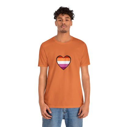 Lesbian Flag Heart T-Shirt – Bold LGBTQ+ Graphic Tee