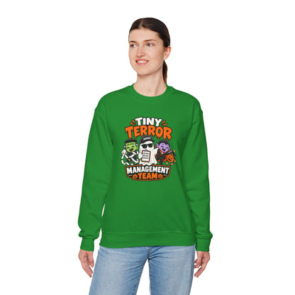 Tiny Terror Management Team Sweatshirt – Funny Halloween Parent Crewneck