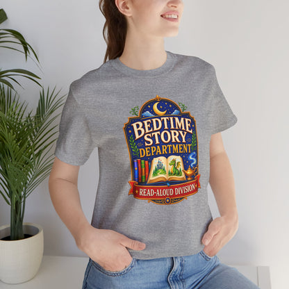 Bedtime Story Department T-Shirt – Read-Aloud Parent Tee